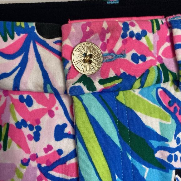Lilly Pulitzer Pants Size 4 Multicolor Floral Tropical Straight Stretch Pockets - Picture 9 of 12